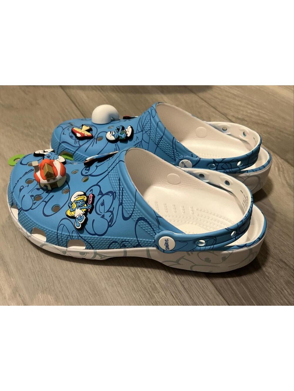 CROCS Adults SMURFS CLASSIC CLOG Light Blue SHOE MENS Size 7 WOMENS Size 9 - Picture 7 of 8
